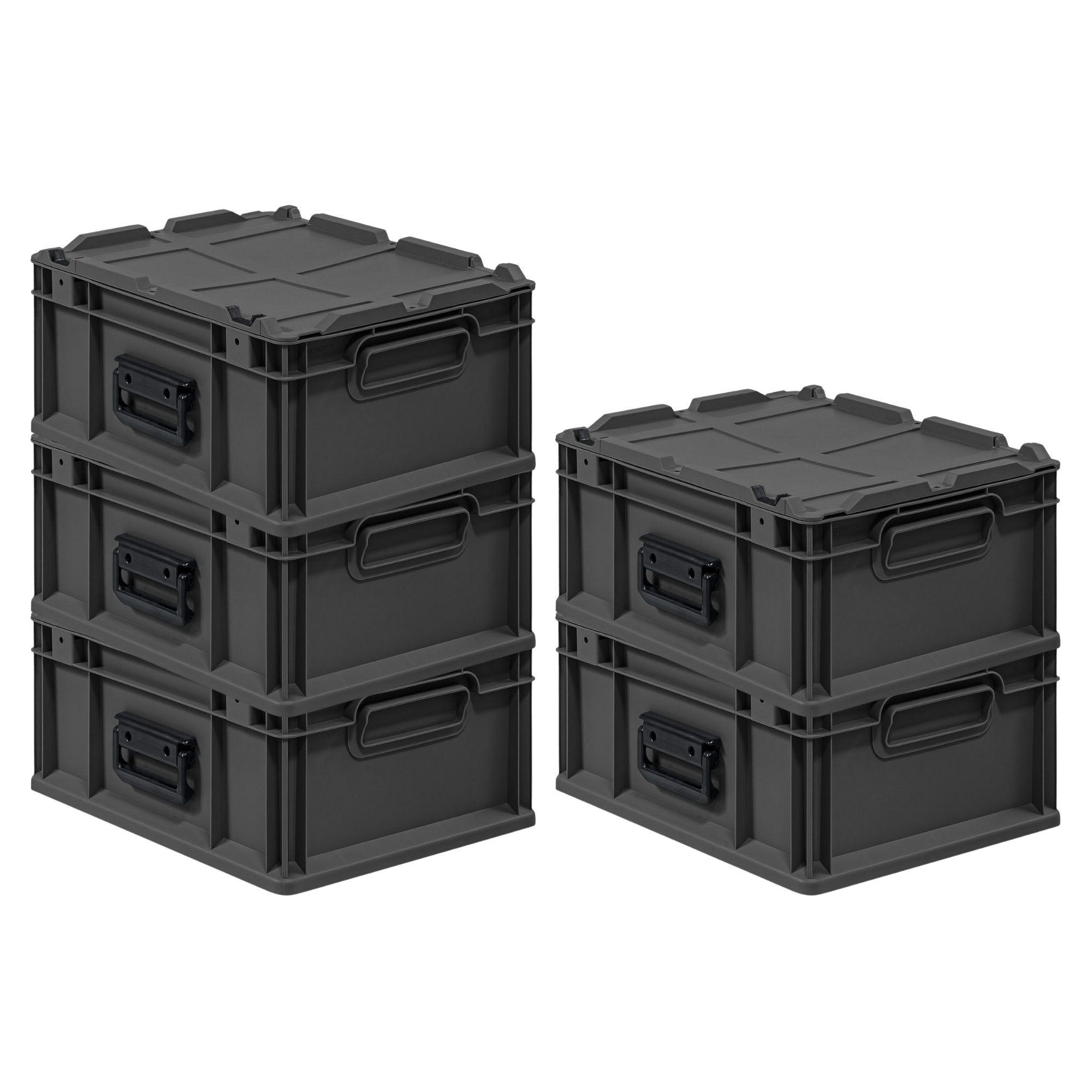 EUROBOX 5x NextGen Portable, HxBxT 18,5x30x40cm,16 Liter, Schwarz - Schwarz, Kunststoff (30/18.5/40cm) - PROREGAL