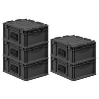 EUROBOX 5x NextGen Portable, HxBxT 18,5x30x40cm,16 Liter, Schwarz - Schwarz, Kunststoff (30/18.5/40cm) - PROREGAL