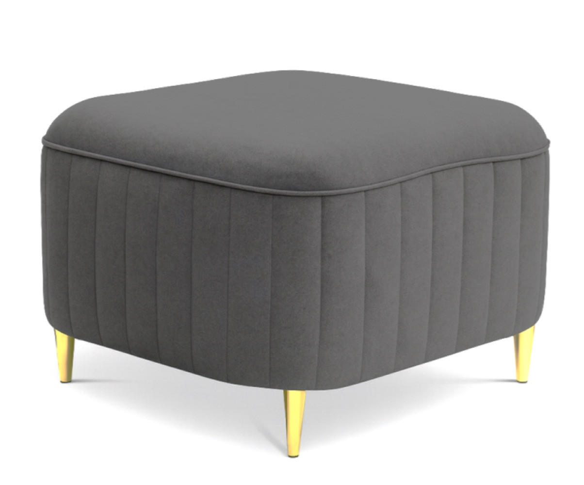 POUF Dunkelgrau Loren Stoff Castel Goldene Beine - Grau, Textil (60/41/60cm) - Sepro Meble