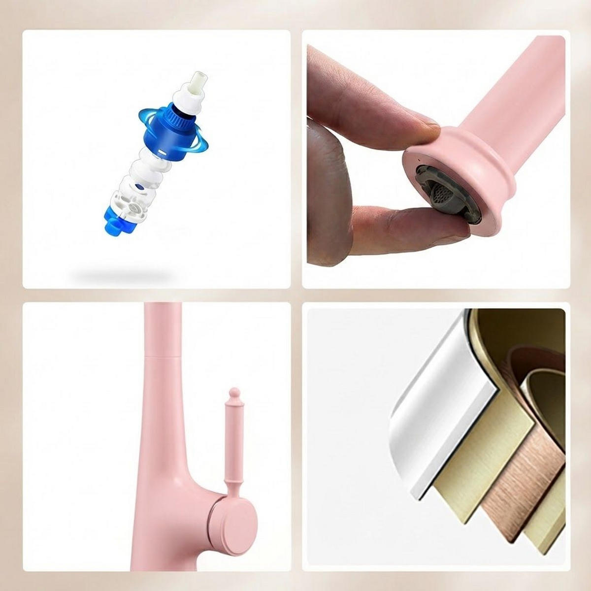 WASCHTISCHARMATUR, 458 x 247 mm, rosa - Pink, Metall (50/8/30cm) - Vallsero