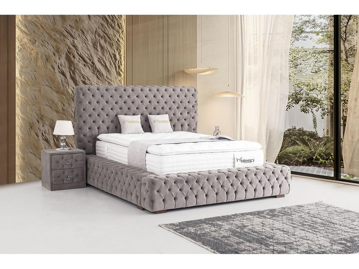 POLSTERBETT Marsilya 180x200 Grau - Grau, Textil/Metall (180/200cm) - Villa Möbel
