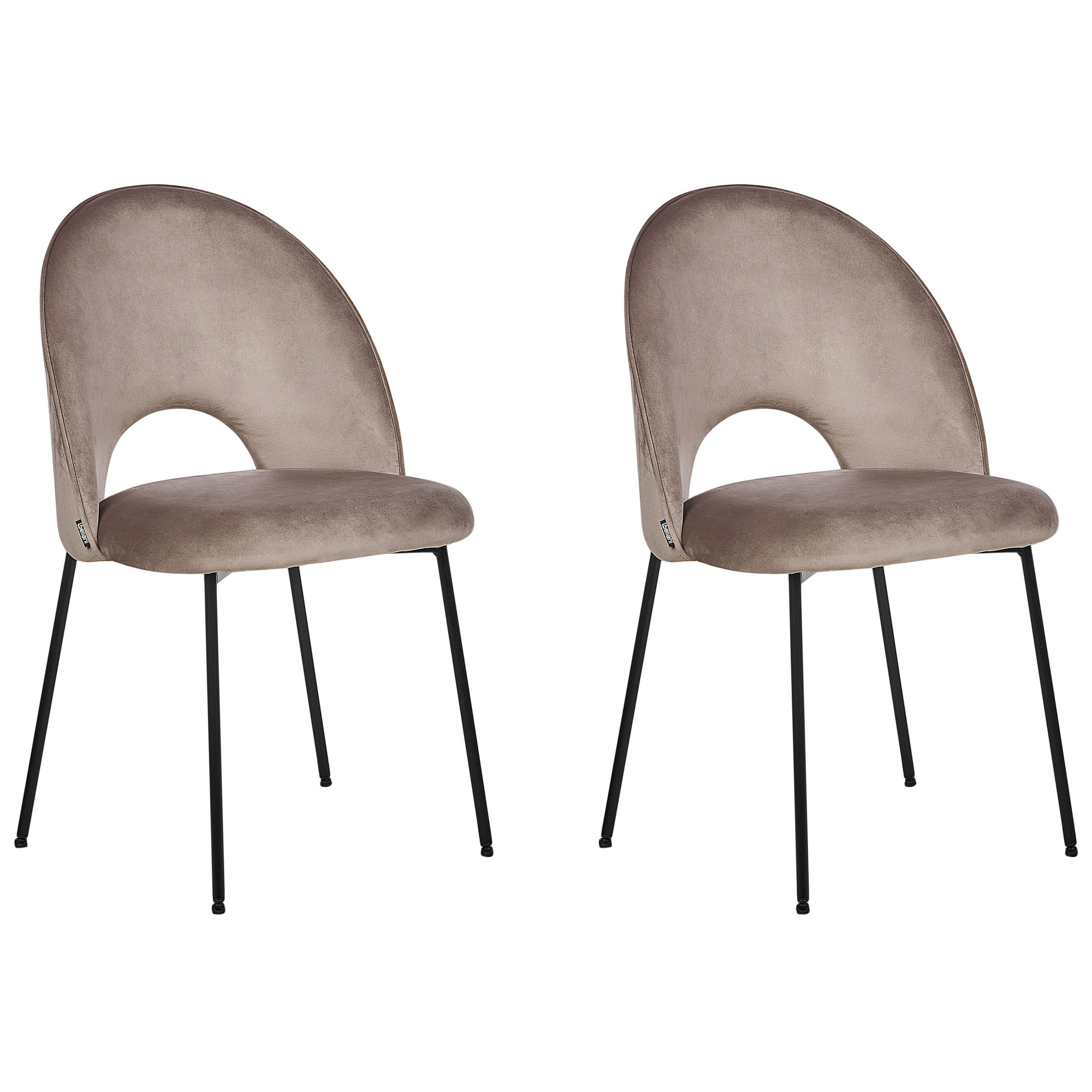 ESSZIMMERSTUHL 2er-Set Samtstoff taupe Covelo - Beige/Schwarz, Textil (46/84/45cm) - Beliani