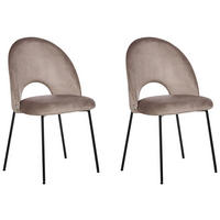 STUHL 2er-Set Samtstoff taupe Covelo - Beige/Schwarz, Textil (46/84/45cm) - Beliani