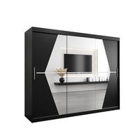 SCHWEBETÜRENSCHRANK 200/250/62 3-türig - Silberfarben/Schwarz, Holz/Kunststoff (250/200/62cm) - MÖBEL KRYSPOL