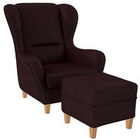 OHRENSESSEL Sofia Relaxsessel mit Hocker | Kunstleder Design Kunstleder Milano Weinrot - Rot, Textil (920/680/950cm) - Supellex