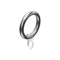 RUNDRINGE MIT FALTENHAKEN FÜR GARDINENSTANGEN 28 mm Ø, Chrom, Packung 10 Stück - Chromfarben, Kunststoff (28cm) - INTERDECO