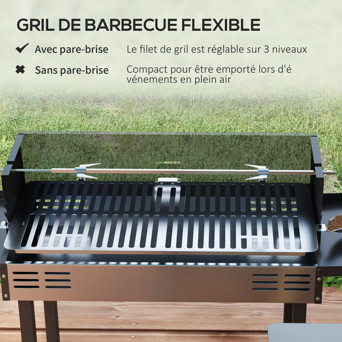 HOLZKOHLEGRILL DE-18264 Schwarz - Schwarz, Metall (32/90/118cm) - ComfortXL