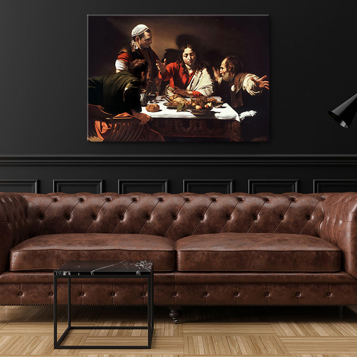 WANDBILD abendmahl in emmaus caravaggio - Multicolor, Textil (60/40cm) - Feeby