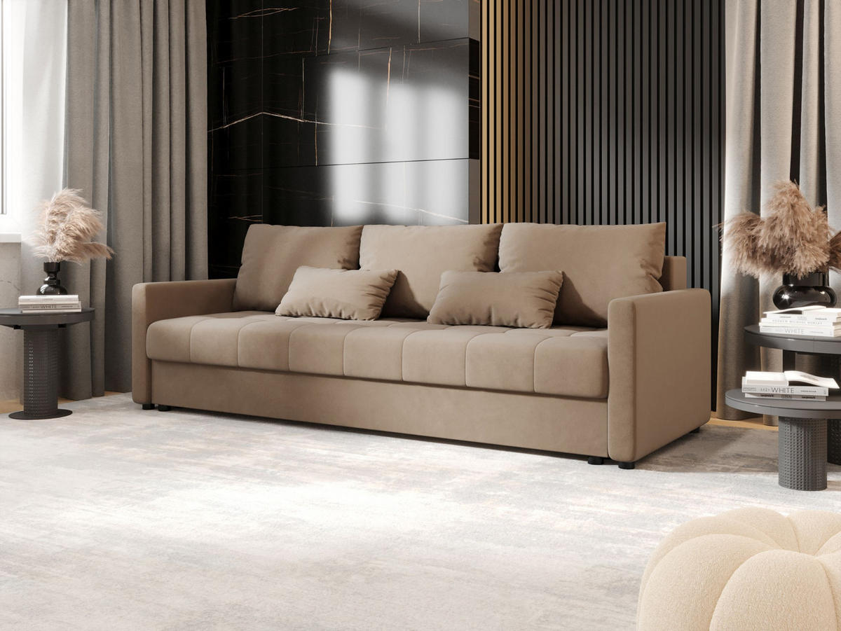 SOFA MOS mit Schlaffunktion ITAKA 48 mit Stauraum - Hellbraun, Textil (84/72/220cm) - Bedante