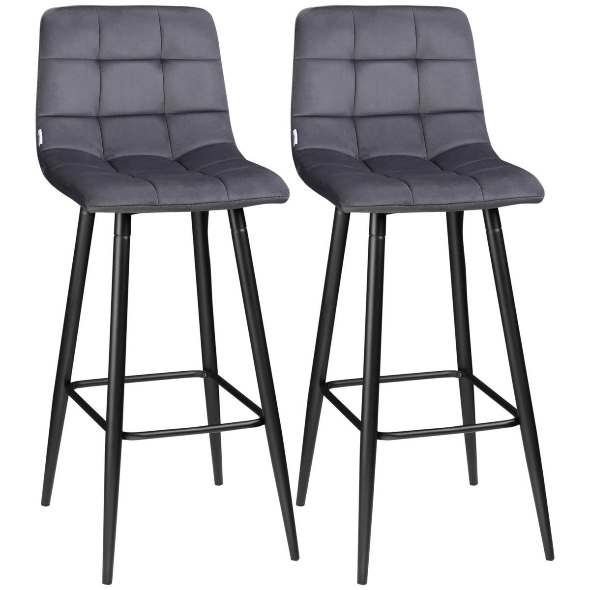 BARHOCKER 2er-Set DE-08017 Retrodesign mit Fußstütze Grau - Grau, Metall (55/103/42cm) - ComfortXL