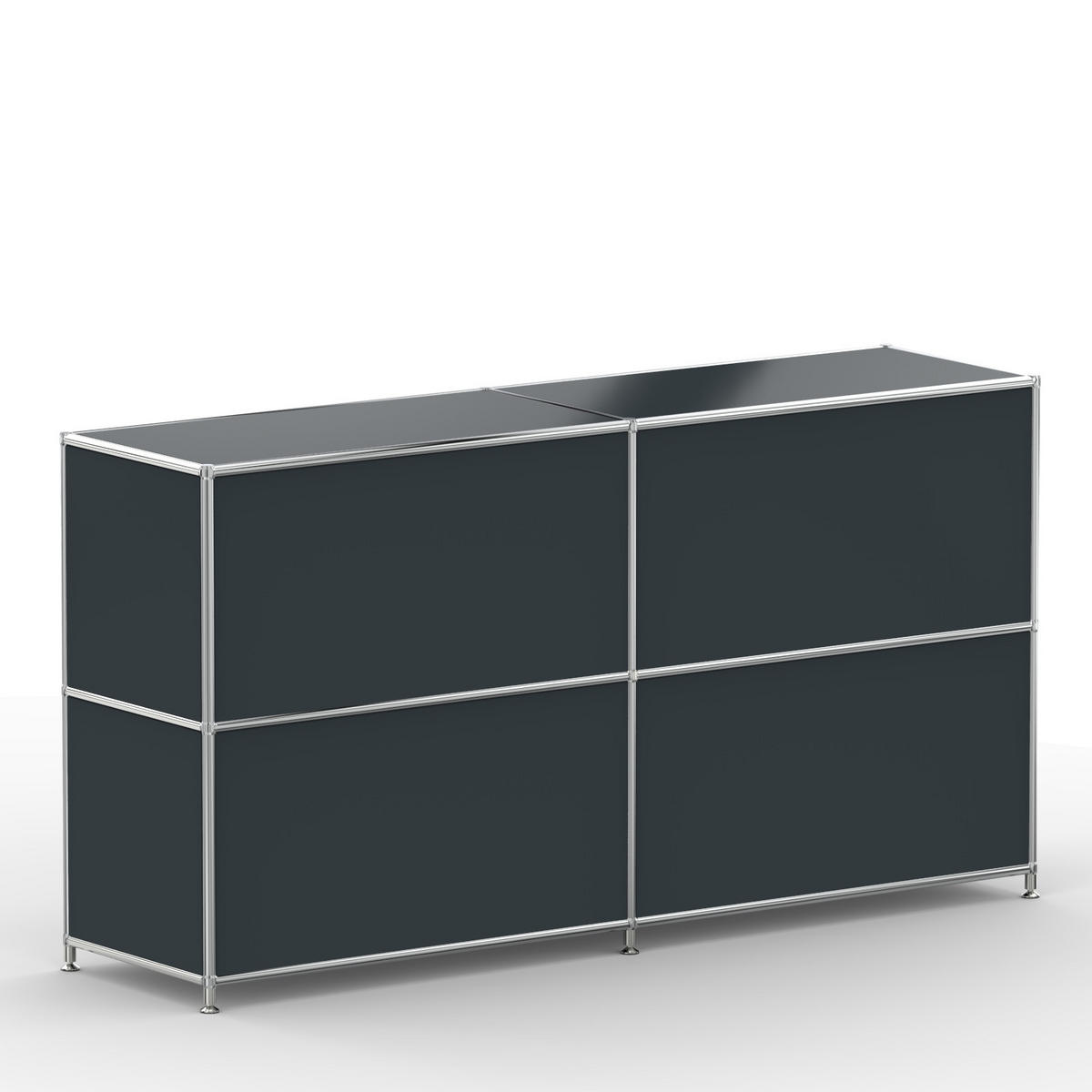 AKTENSCHRANK Büro, 4 offene Fächer, Breite 152 cm, Anthrazitgrau - Chromfarben/Grau, Metall (40/80.5/152.2cm) - Versee
