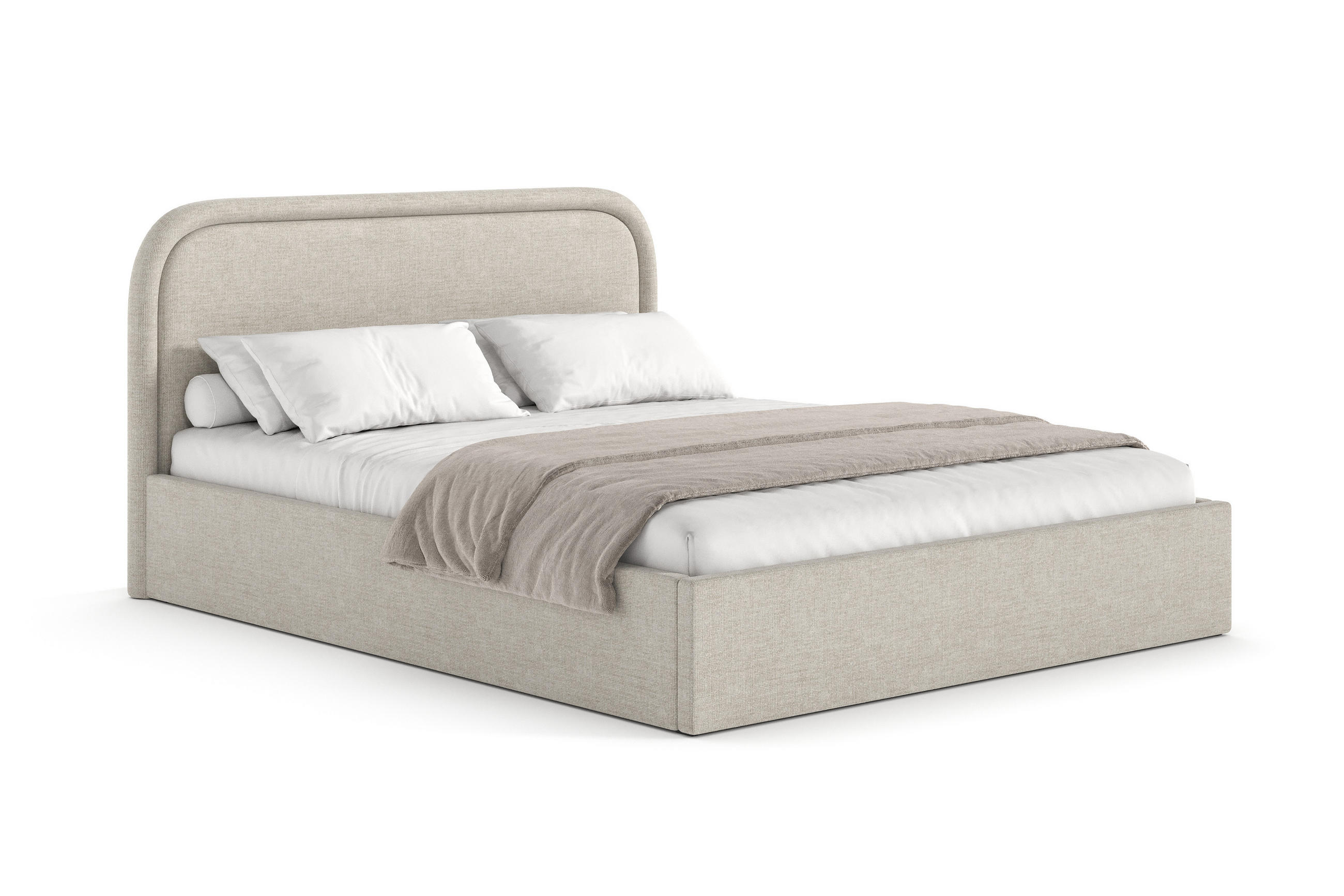 POLSTERBETT MONO mit Bettkasten, WIND-05 - 160x200 cm - Beige/Naturfarben, Holz/Textil (160/200cm) - mybed.