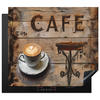 HERDABDECKPLATTE Cafe - Holz - Kaffee - Regale 59x51 cm - Schwarz, Kunststoff (59/0.2/51cm) - MuchoWow