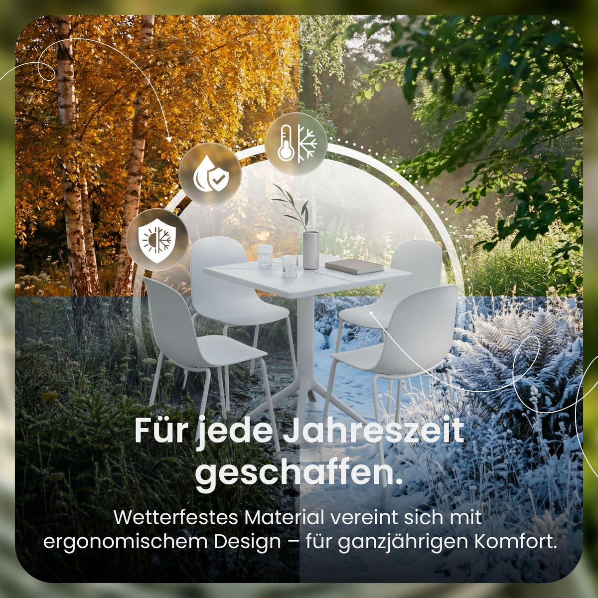 GARTENSITZGRUPPE 4 Kunststoff Weiß - Weiß, Kunststoff - CLP