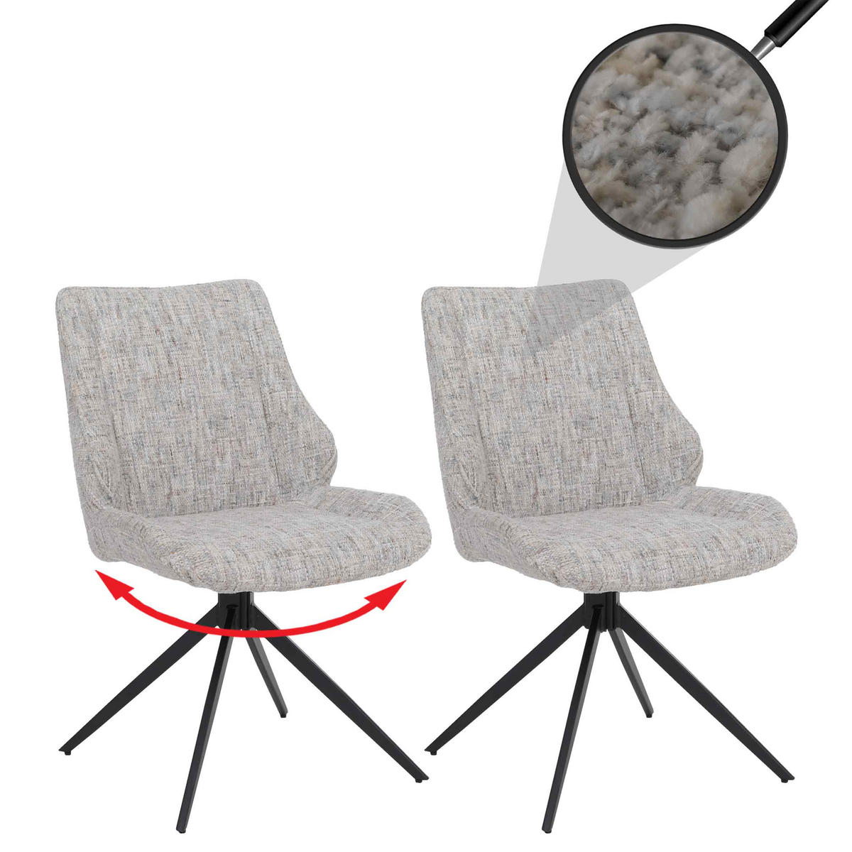 ESSZIMMERSTUHL Schwarz, Cremeweiß 2er-Set - Creme/Schwarz, Textil (55/88/63cm) - MCW