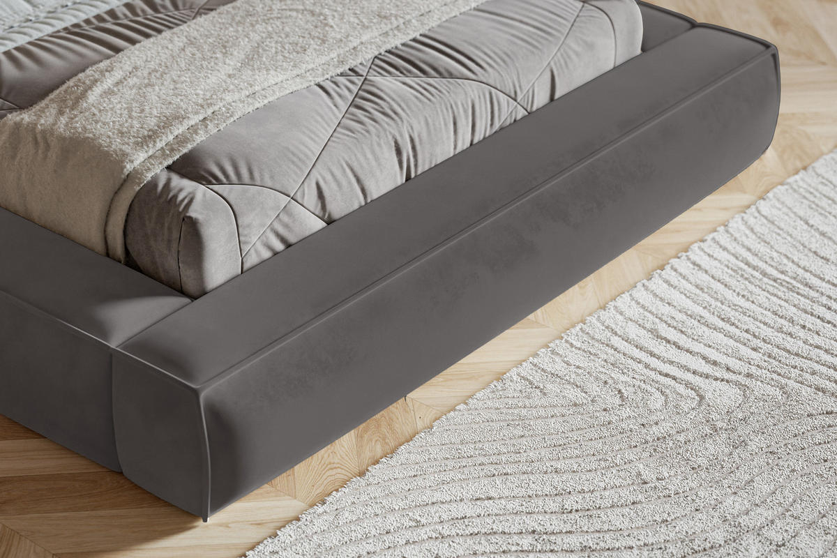 POLSTERBETT 160x200 Karano, Dicker Schaum, Bettkasten, Samt, Dunkelgrau - Dunkelgrau, Holz/Textil (160/200cm) - Emporius