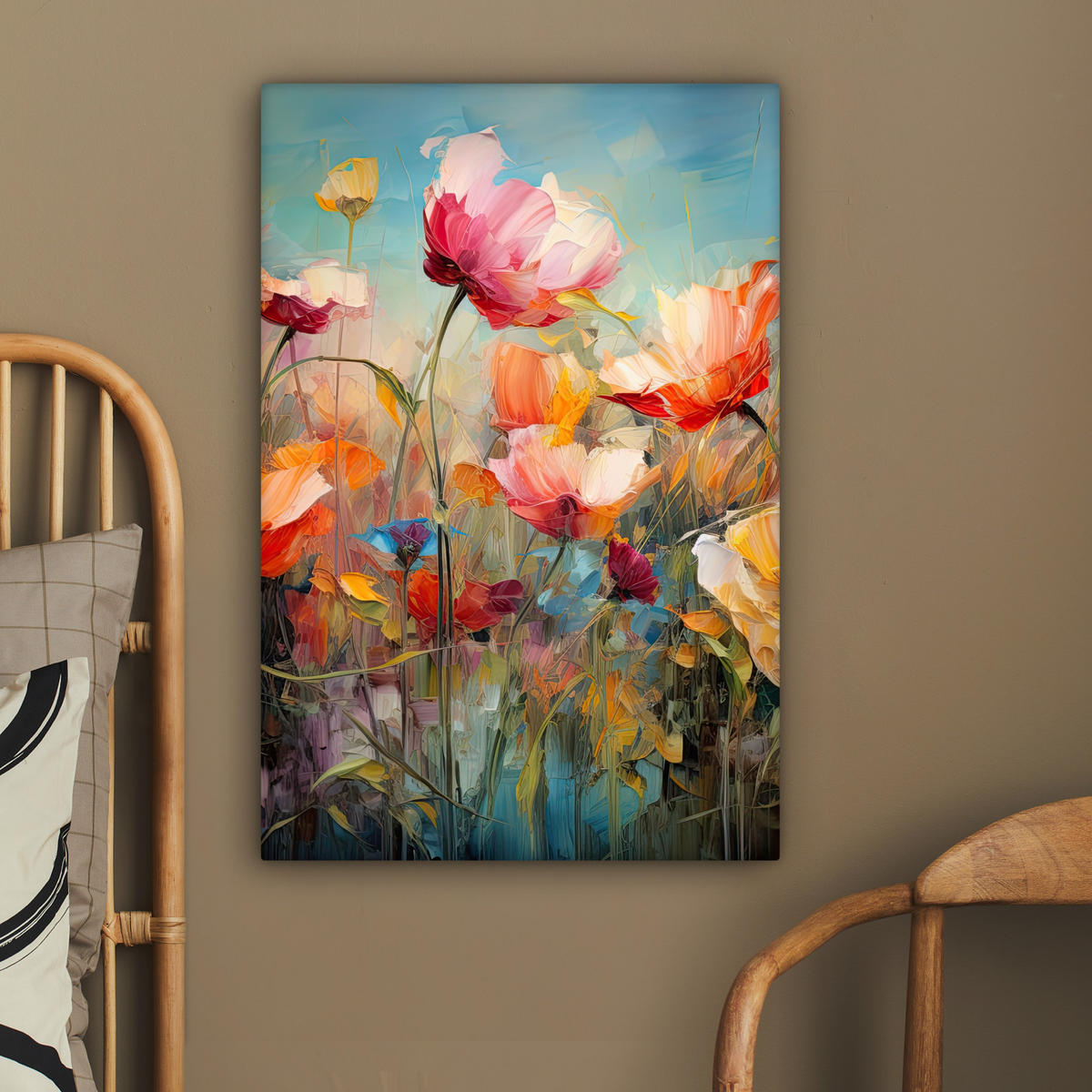 LEINWANDBILD Blumen - Aquarell - Kunst - Botanisch - Natur 40x60 cm - Orange, Textil (40/60cm) - MuchoWow