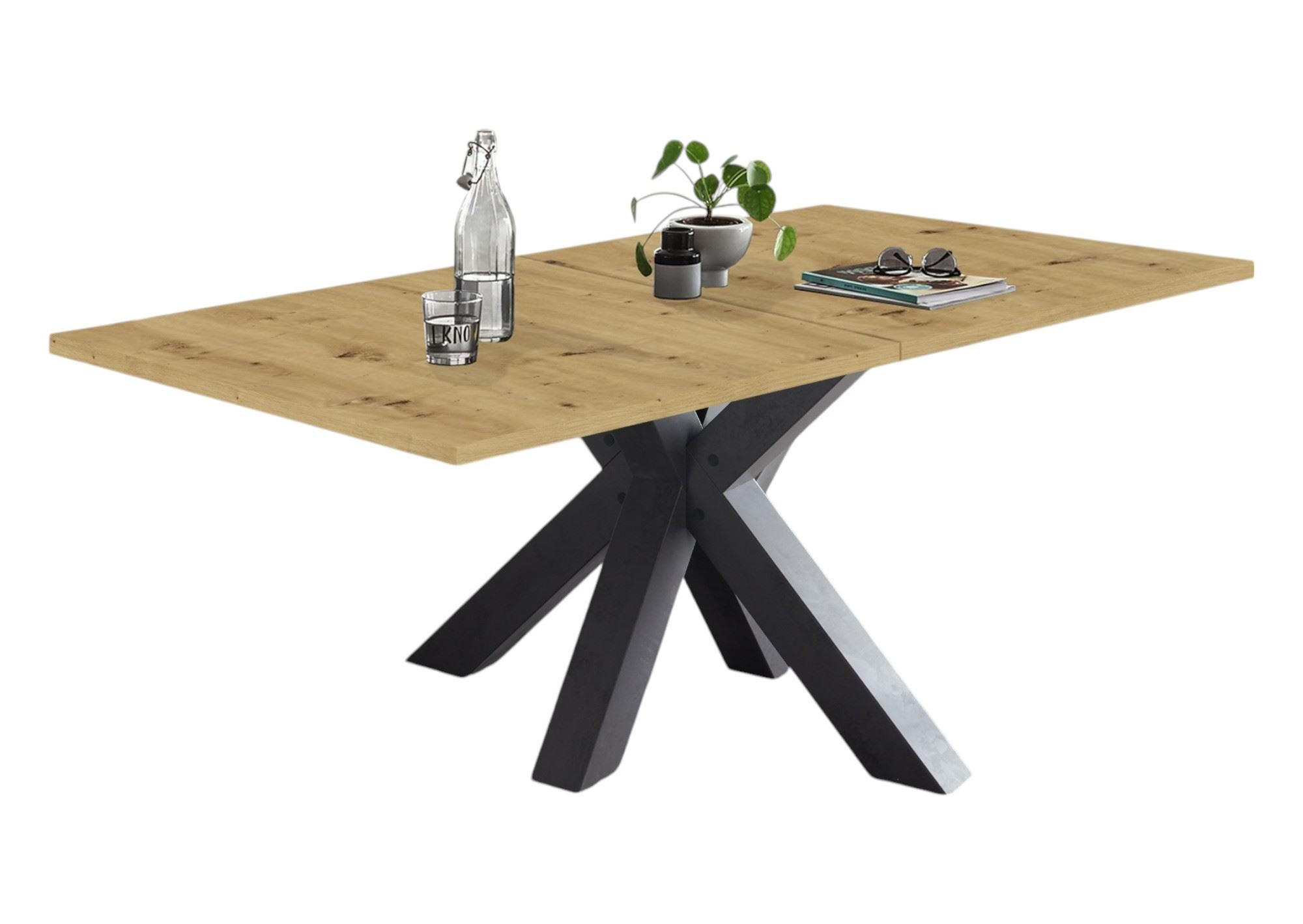 ESSTISCH ausziehbar Ela 1 140 x 90 x 75 Graphit/Asteiche - Graphitfarben/Eiche Artisan, Holzwerkstoff (140/90/75cm) - 58aufmkessel