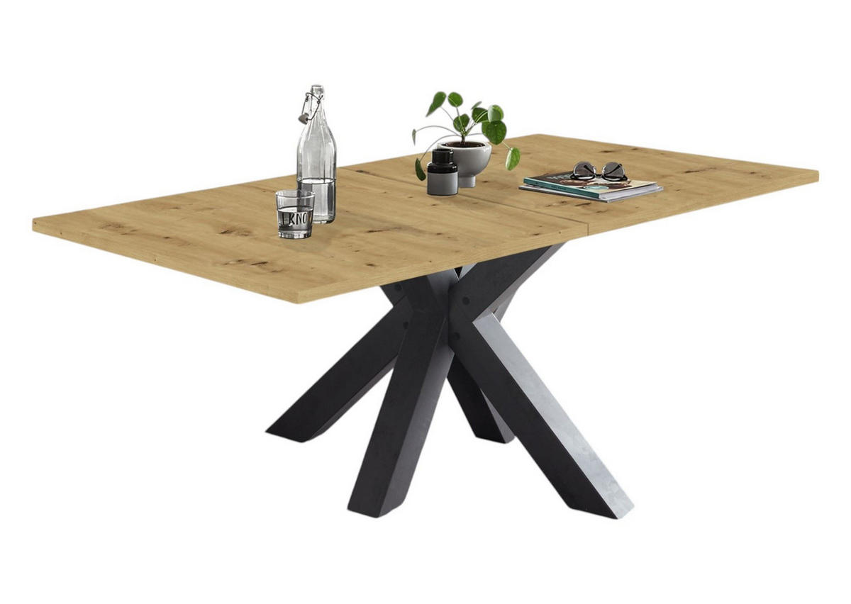 ESSTISCH ausziehbar Ela 1 160 x 90 x 75 Esszimmertisch Graphit/Asteiche - Graphitfarben/Eiche Artisan, Holzwerkstoff (160/90/75cm) - 58aufmkessel