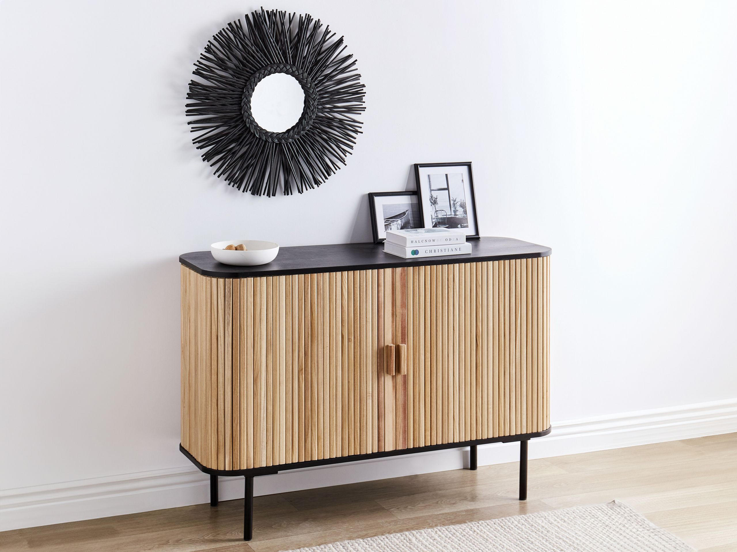 SIDEBOARD Heller Holzfarbton Lindon - Hellbraun/Schwarz, Holz (120/81/40cm) - Beliani