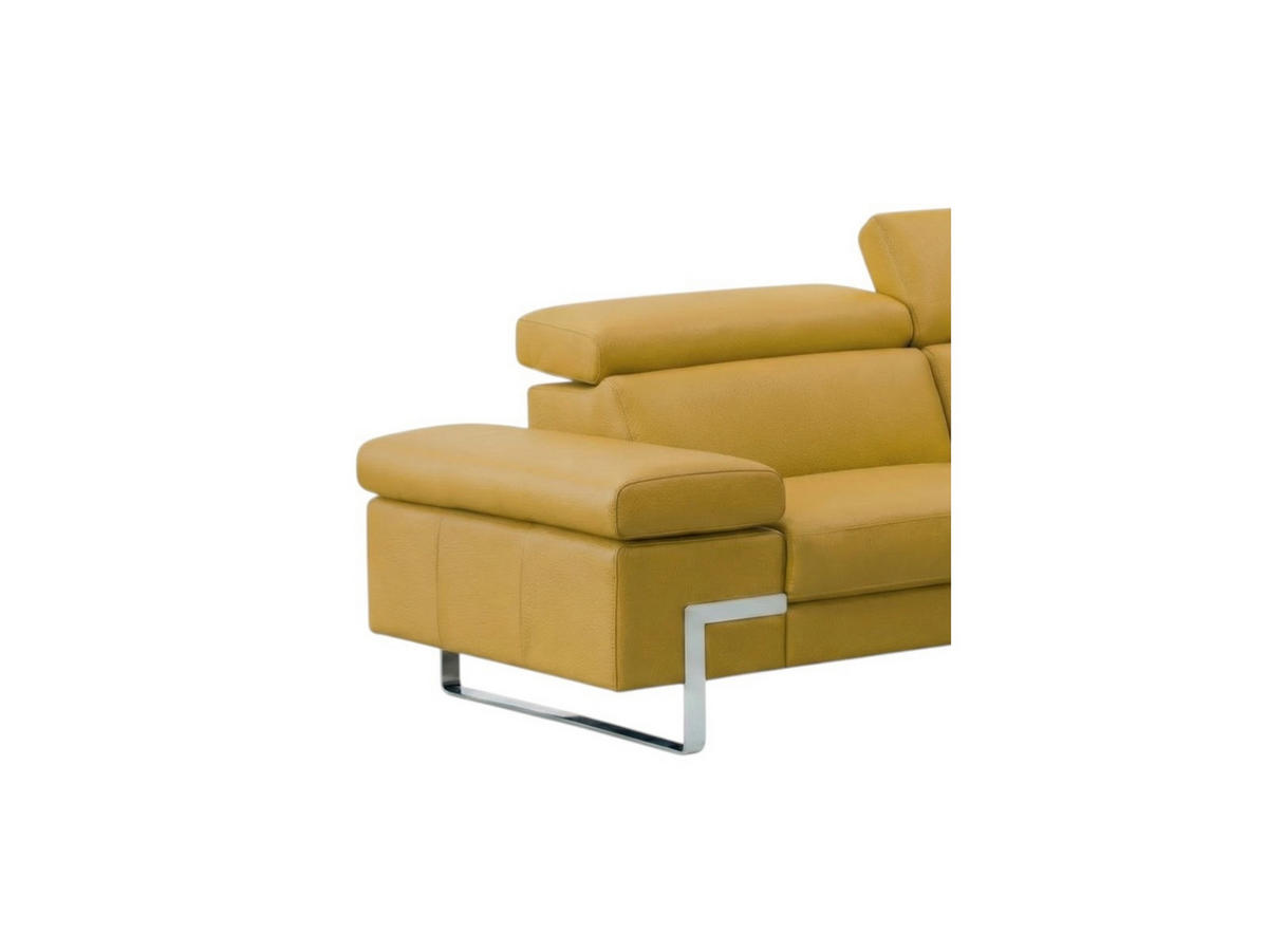 3-SITZER Sofa Opera Echtleder mit 1 x Relaxfunktion Senfgelb - Gelb, Leder/Metall (223/75/109cm)