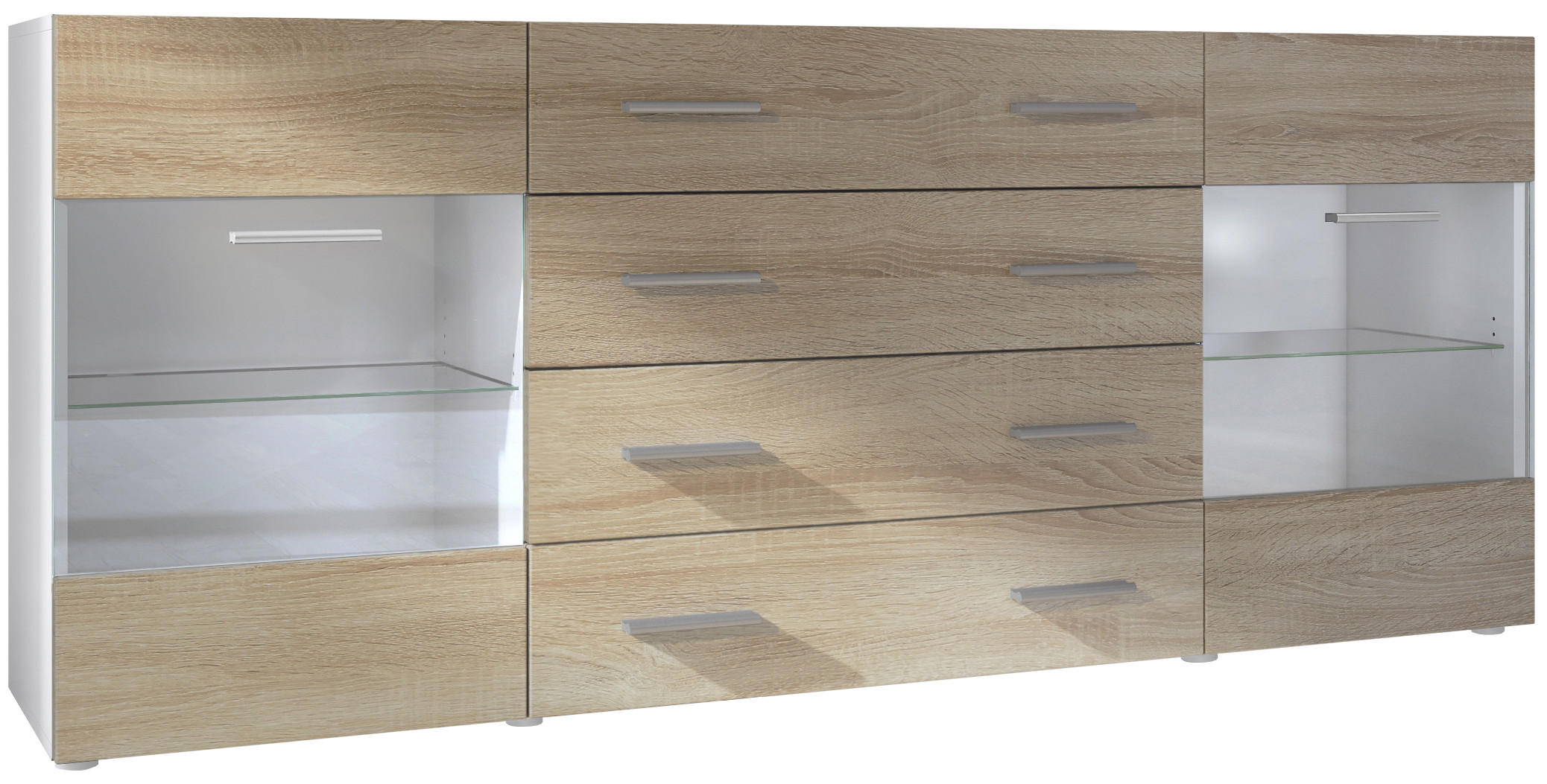 SIDEBOARD Carlos Eiche sägerau - Eiche San Remo, Holzwerkstoff (166/72/35cm) - Vladon