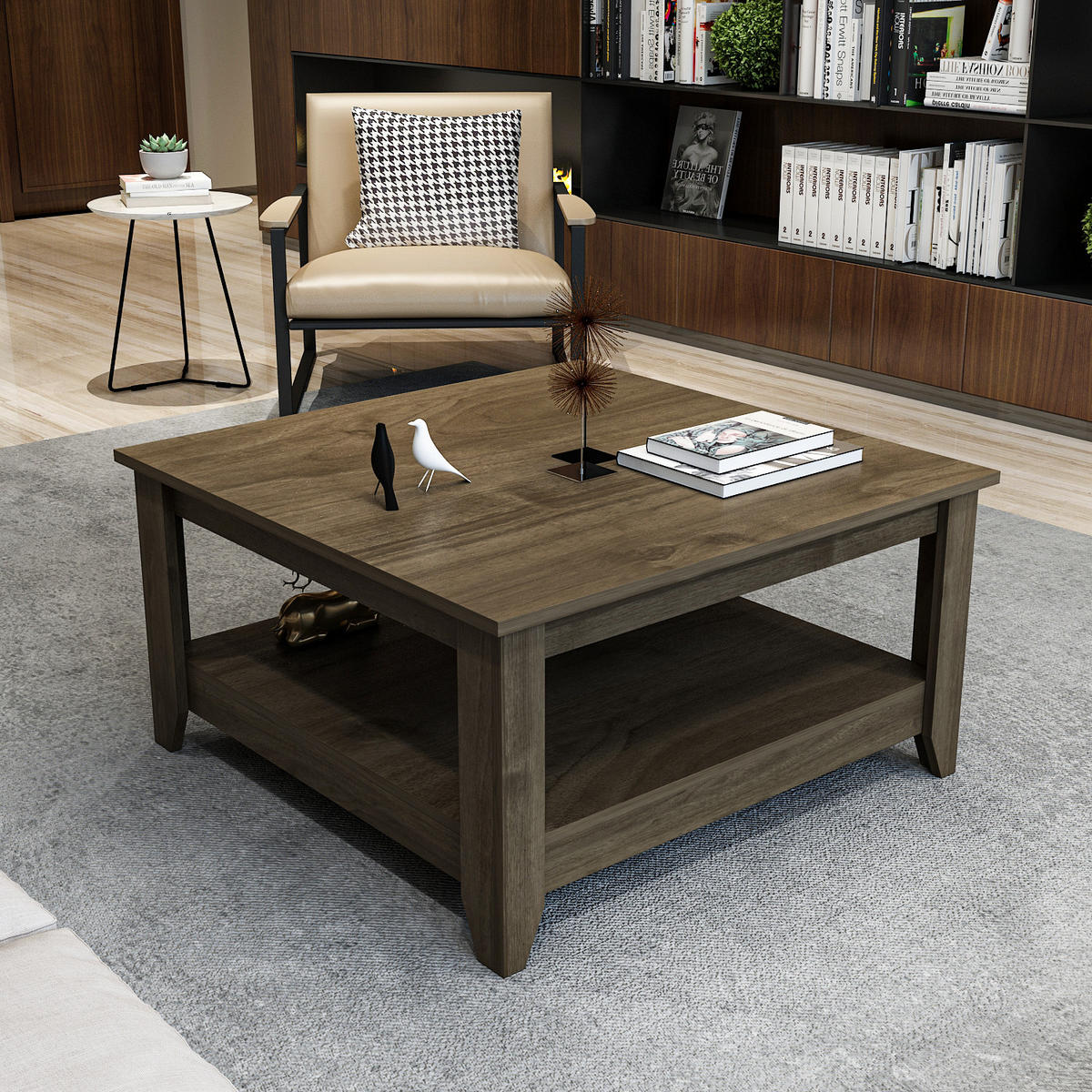 COUCHTISCH Lea Nussbaum - Braun, Holzwerkstoff (90/90/46.8cm) - Decorotika