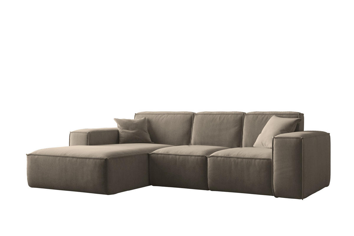 ECKSOFA L-Form Siena Stoff Salvador Dunkelbeige Links - Cappuccino, Holz (165/266cm) - Kaiser Möbel