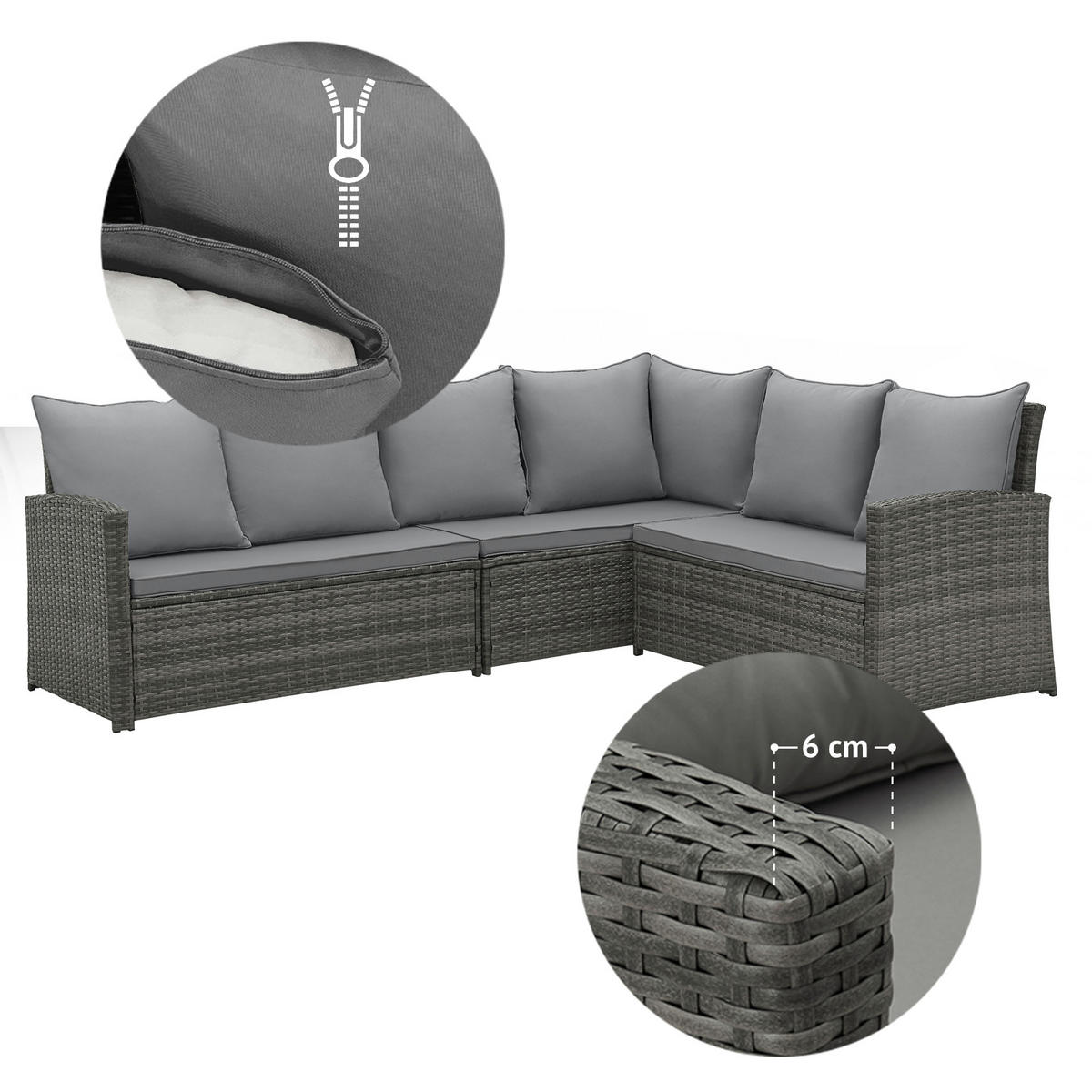 SITZGRUPPE Monroe Grau - Grau, Kunststoff - SVITA