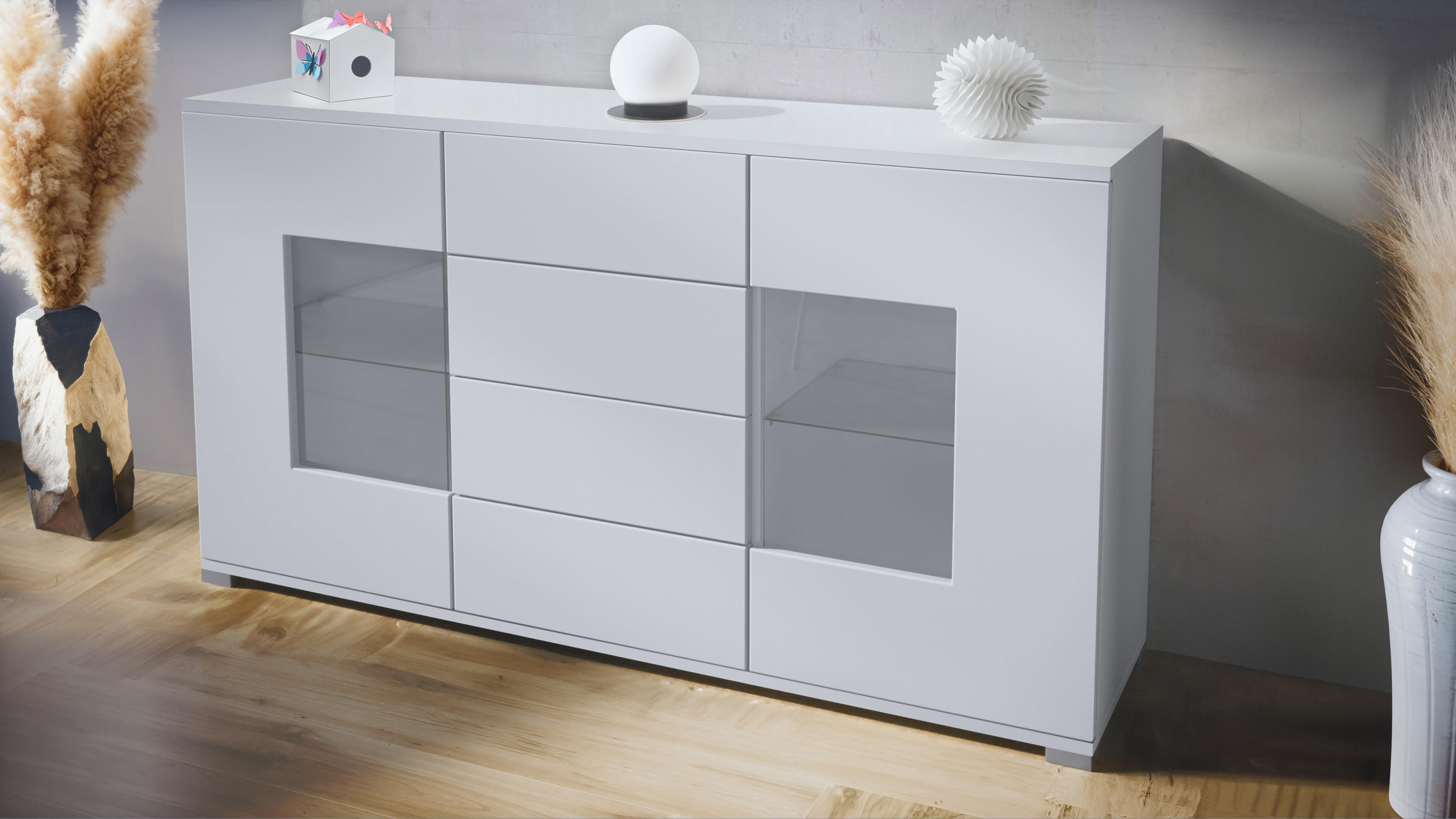 SIDEBOARD Grömitz Weiß matt - Weiß, Holzwerkstoff (138.5/75.5/35cm) - Vladon