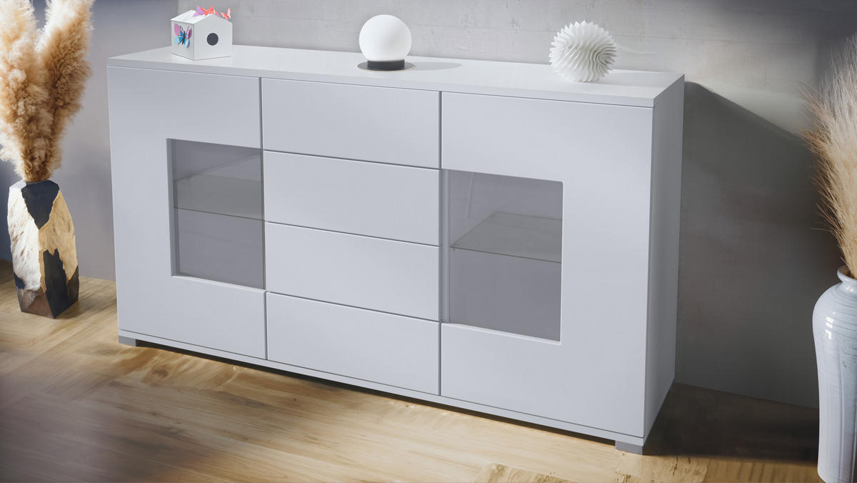 SIDEBOARD Grömitz Weiß matt - Weiß, Holzwerkstoff (138.5/75.5/35cm) - Vladon