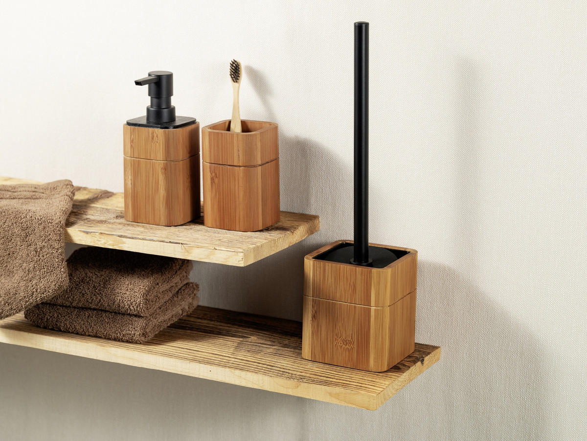 WC-BÜRSTE aus hartem Bambus Serro 10/10/37 cm - Braun, Naturmaterialen (10/37/10cm) - Wenko
