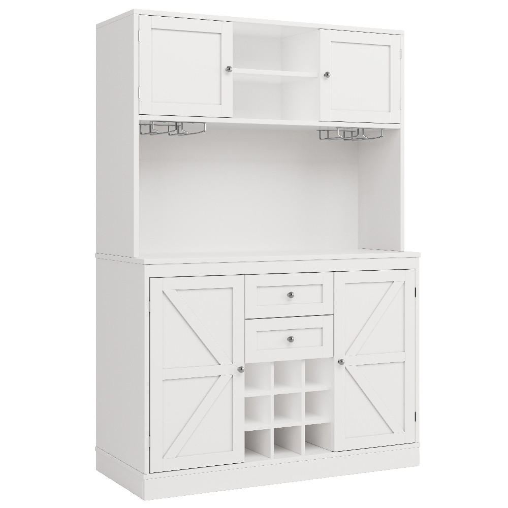 KÜCHENSCHRANK Buffetschrank MIT WEINREGAL MDF Weiß Küche 120/40/188 cm - Weiß, Kunststoff (40/188/120cm) - Rolipo
