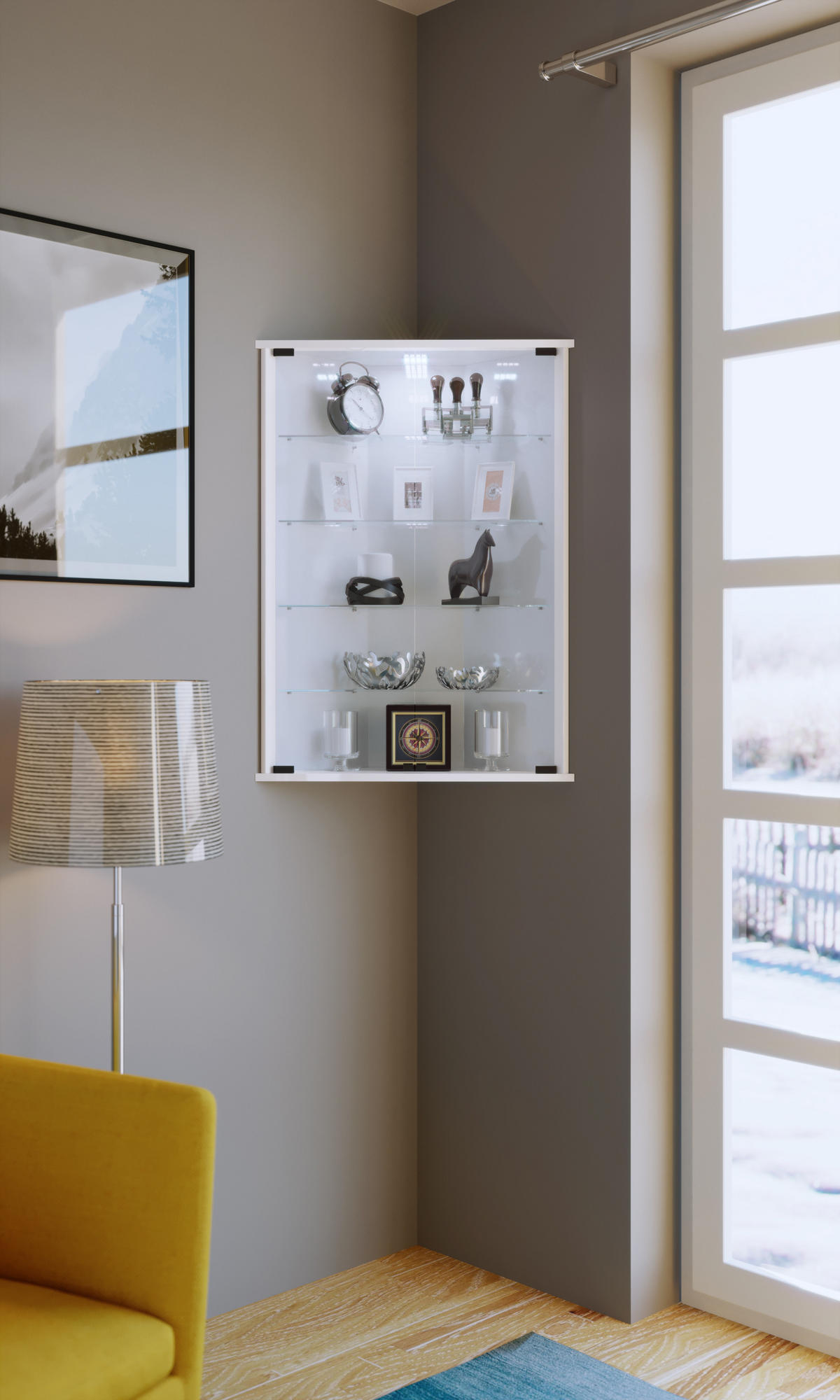 VITRINENSCHRANK Weiß - Weiß, Holzwerkstoff (68/88/23cm) - ebuy24