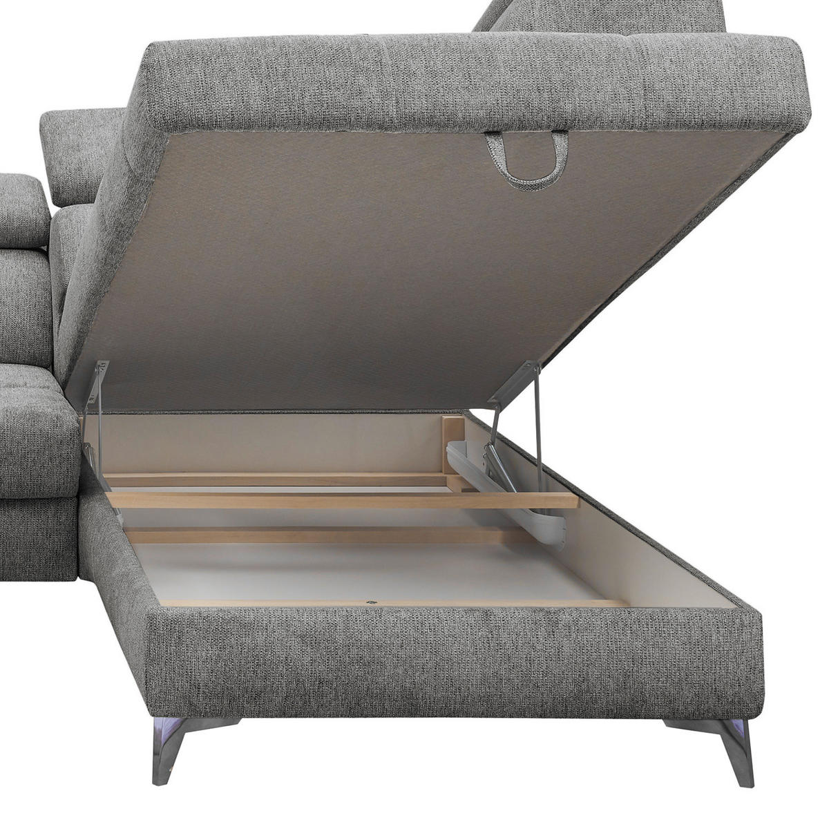 ECKSOFA mit Schlaffunktion - Webstoff - Anthrazit/Schwarz, Kunststoff/Textil (282/198cm) - home24