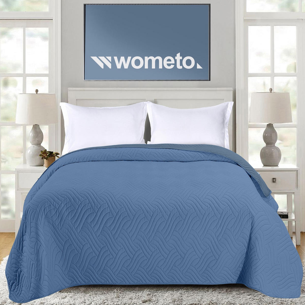 TAGESDECKE Wende-Design blau 170/210 cm Duo-Color - Blau, Textil (170/210cm) - wometo