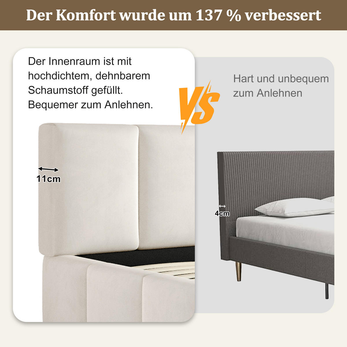 POLSTERBETT Beige Chenille 180x200 Lattenrost Kopfteil - Beige, Textil (180/200cm) - FLIEKS