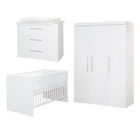 BABYZIMMER-SET Kimi 3-teilig - Silberfarben/Weiß, Holzwerkstoff/Metall (138/195/52.5cm) - Roba