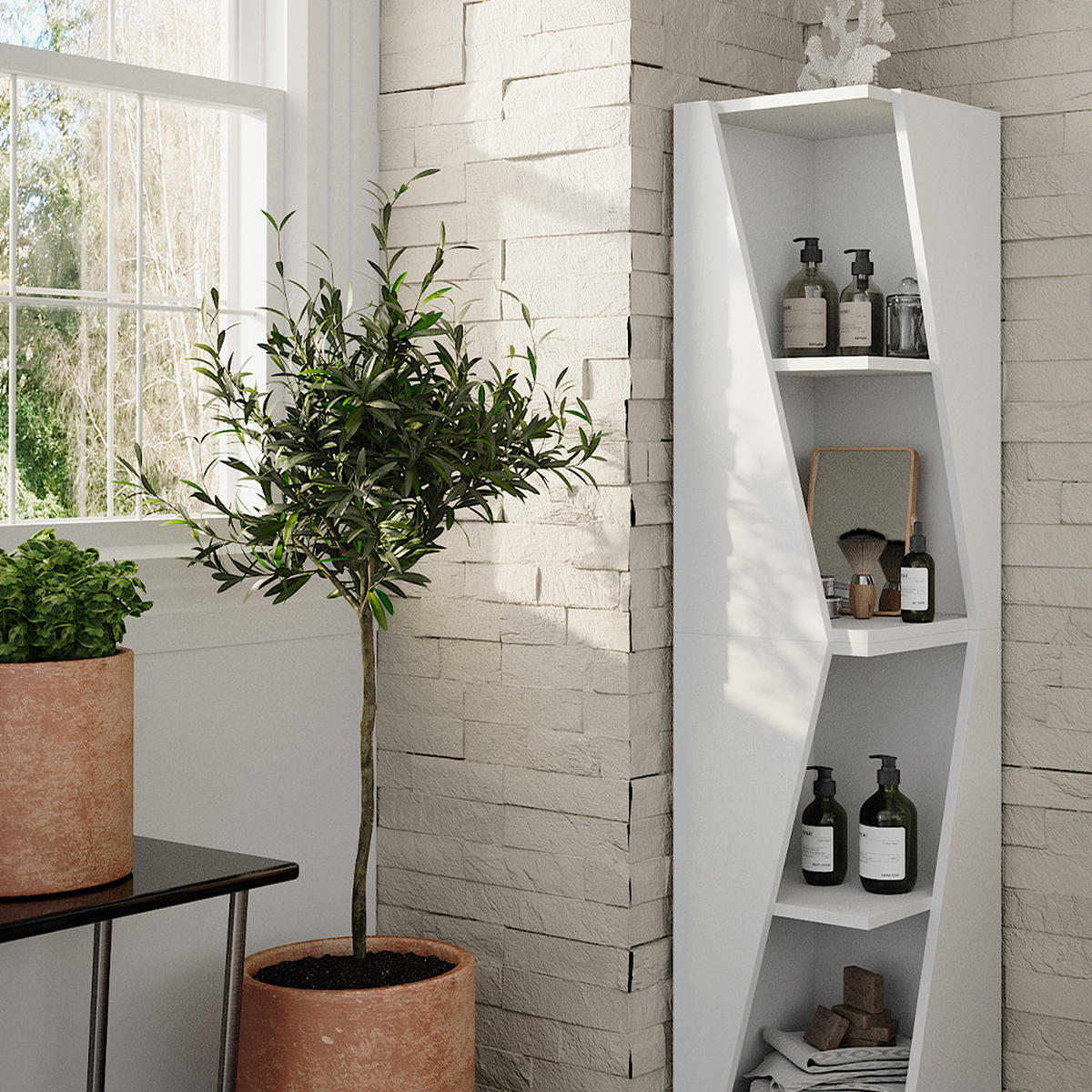 BADSCHRANK Benno Weiß 31.6 x 70.5 cm mit 3 Ablagen - Weiß, Holzwerkstoff (31.6/70.5/31.6cm) - Vicco