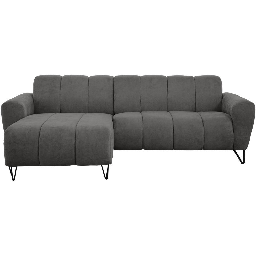 ECKSOFA Volare Mini ohne Schlaffunktion dunkelgrau, links, Storm-Stoff - Dunkelgrau/Schwarz, Textil/Metall (256/165cm) - Beautysofa