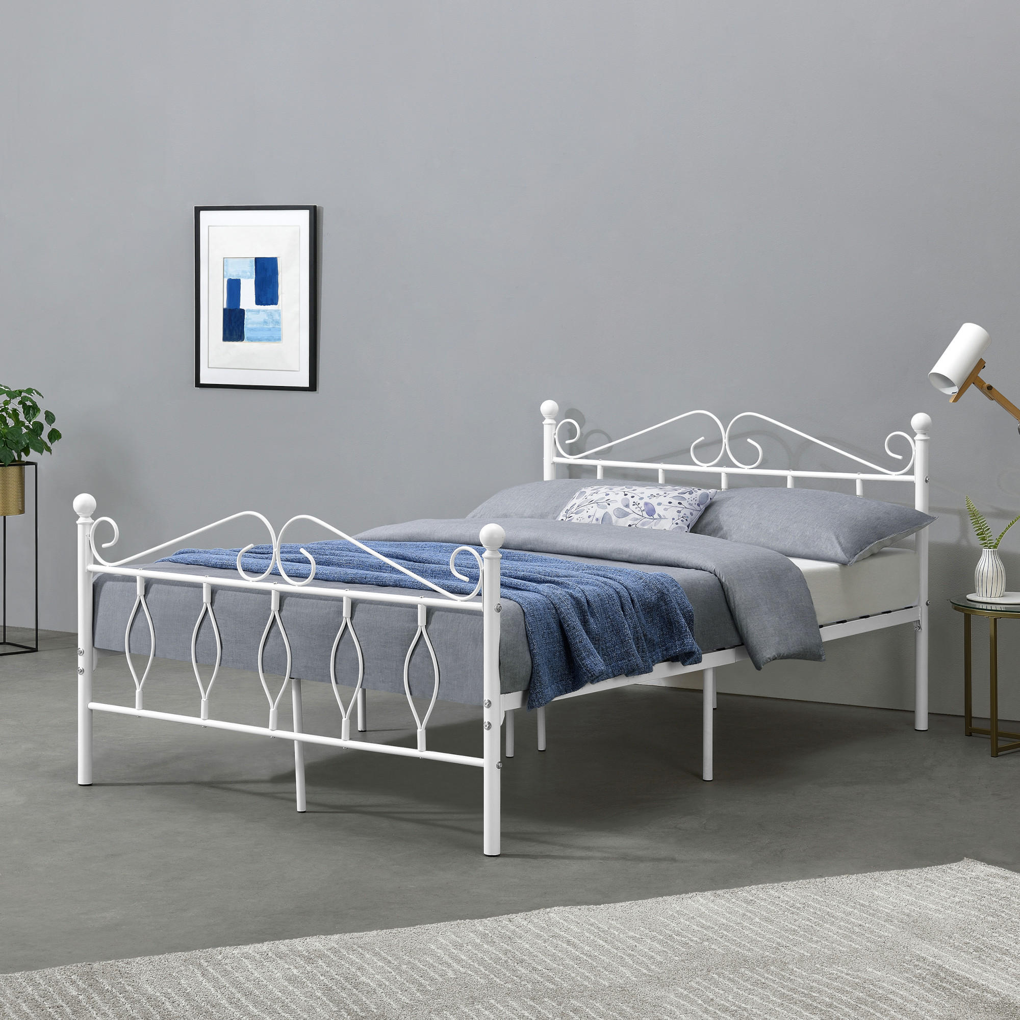 METALLBETT Apolda - Weiß, Metall (140/200cm) - [en.casa]
