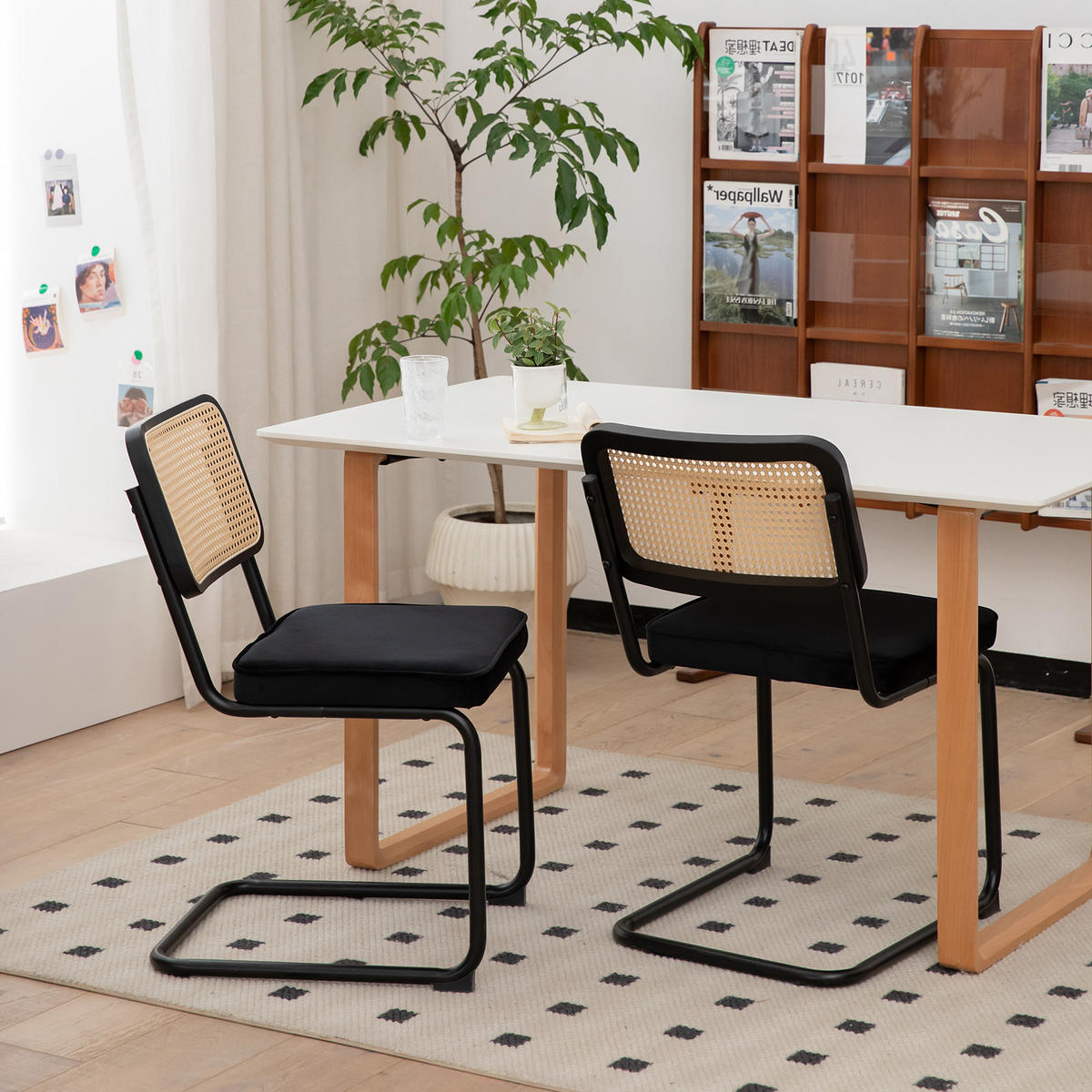 SCHWINGSTUHL DE-36902 2er-Set mit Rattan-Rückenlehne Grün - Schwarz, Metall (46.4/84.6/53cm) - ComfortXL
