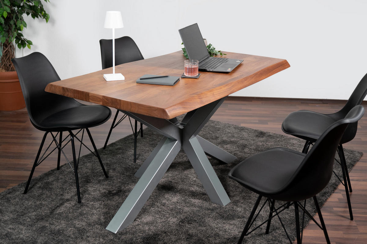 ESSTISCH CALI - Silberfarben/Braun, Holz/Metall (90/180/77cm) - SAM