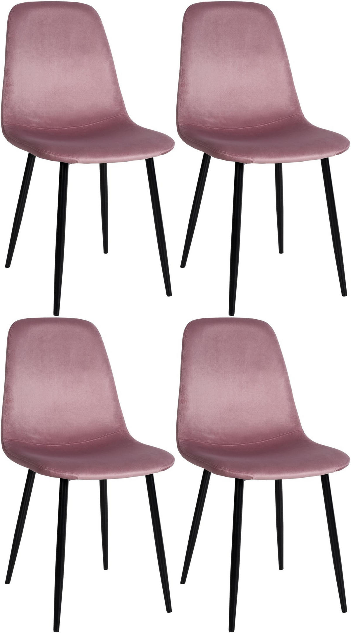 ESSZIMMERSTÜHLE 4er-Set MOVI Pink Samt Metall 88x44x51 cm - Pink, Metall (44/88/51cm) - DELUKE