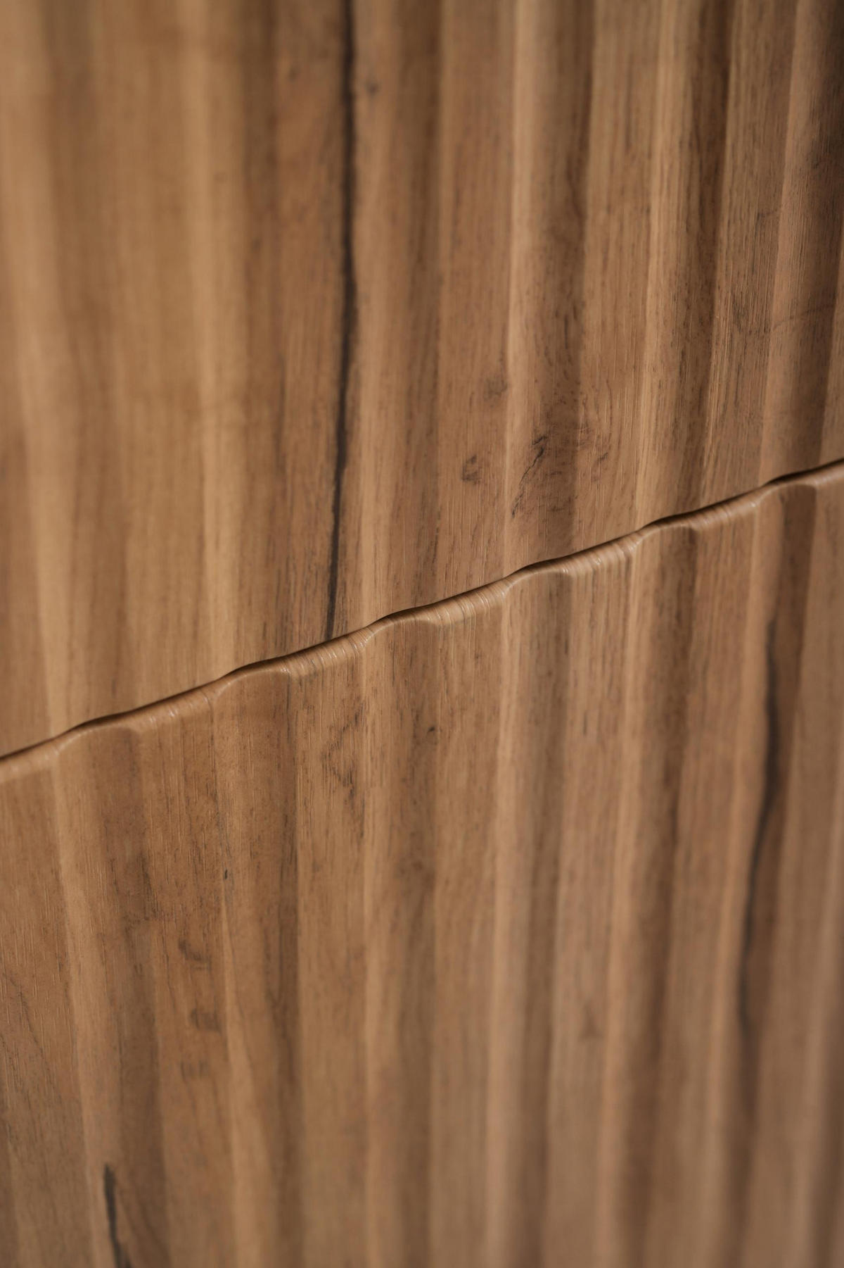 WASCHBECKENUNTERSCHRANK LINEA hängend geriffelt Eiche dunkelbraun mit Waschtischplatte 120/48/44 cm - Braun, Holzwerkstoff (120/48.4/43.7cm) - Rodan