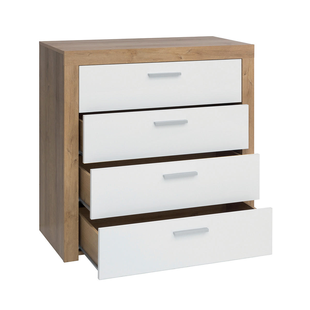KOMMODE Nora Weiß und Holz - Weiß, Holzwerkstoff (90/88/39cm) - Petits-meubles