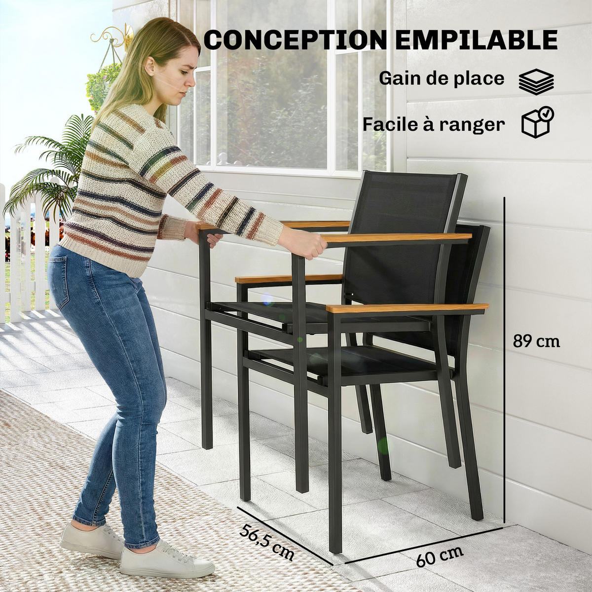 GARTENSTÜHLE 2er-Set DE-13344 gepolsterte Sitz- Dunkelgrau - Dunkelgrau, Metall (55/85/56cm) - ComfortXL