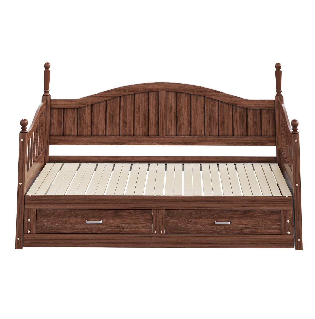 SCHLAFSOFA 90/190 cm ausziehbar auf 180/190 cm mit 2 Schubladen und Lattenrost, Nussbaum - Naturfarben, Holzwerkstoff (97/95/197cm) - Redom