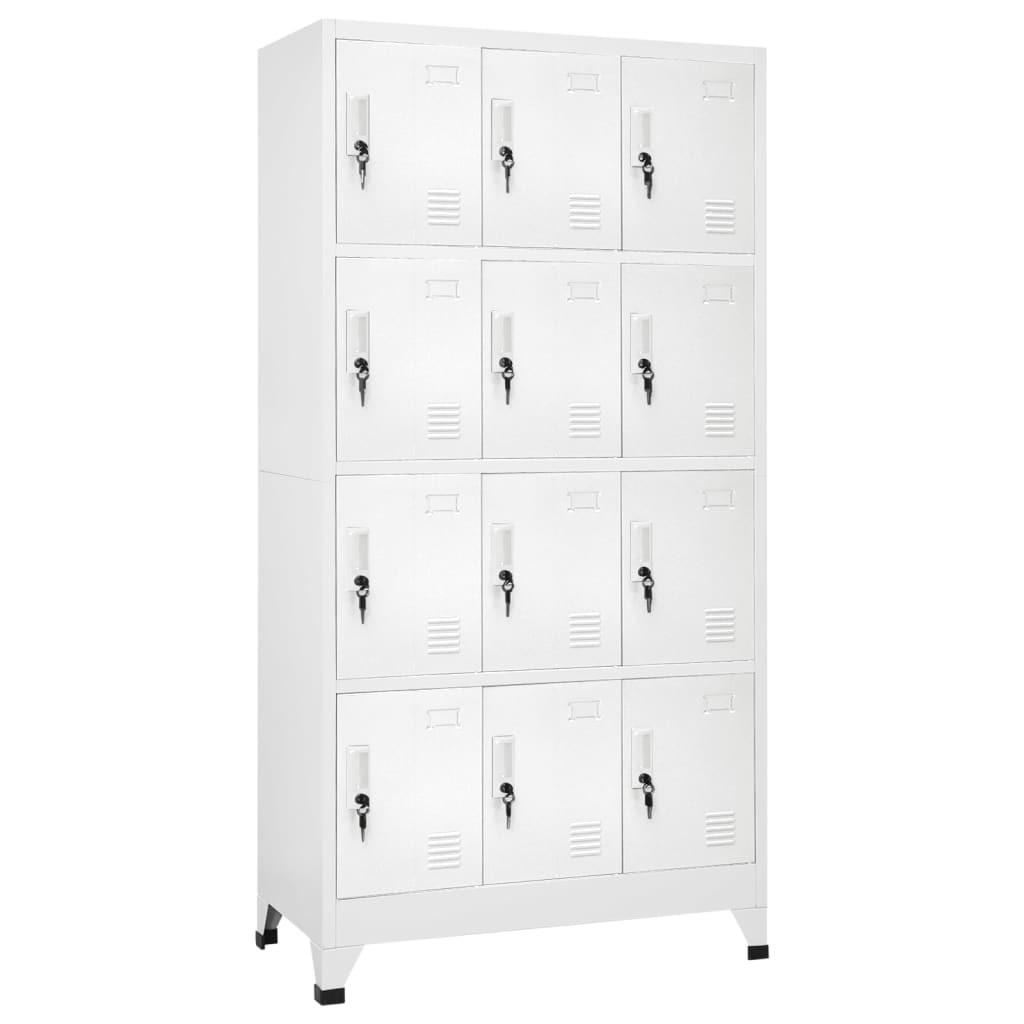 SCHLIESSFACHSCHRANK mit 12 Schließfächern, 90/45/180 cm, aus Stahl, in Grau - Grau, Metall (90/180/45cm) - vidaXL