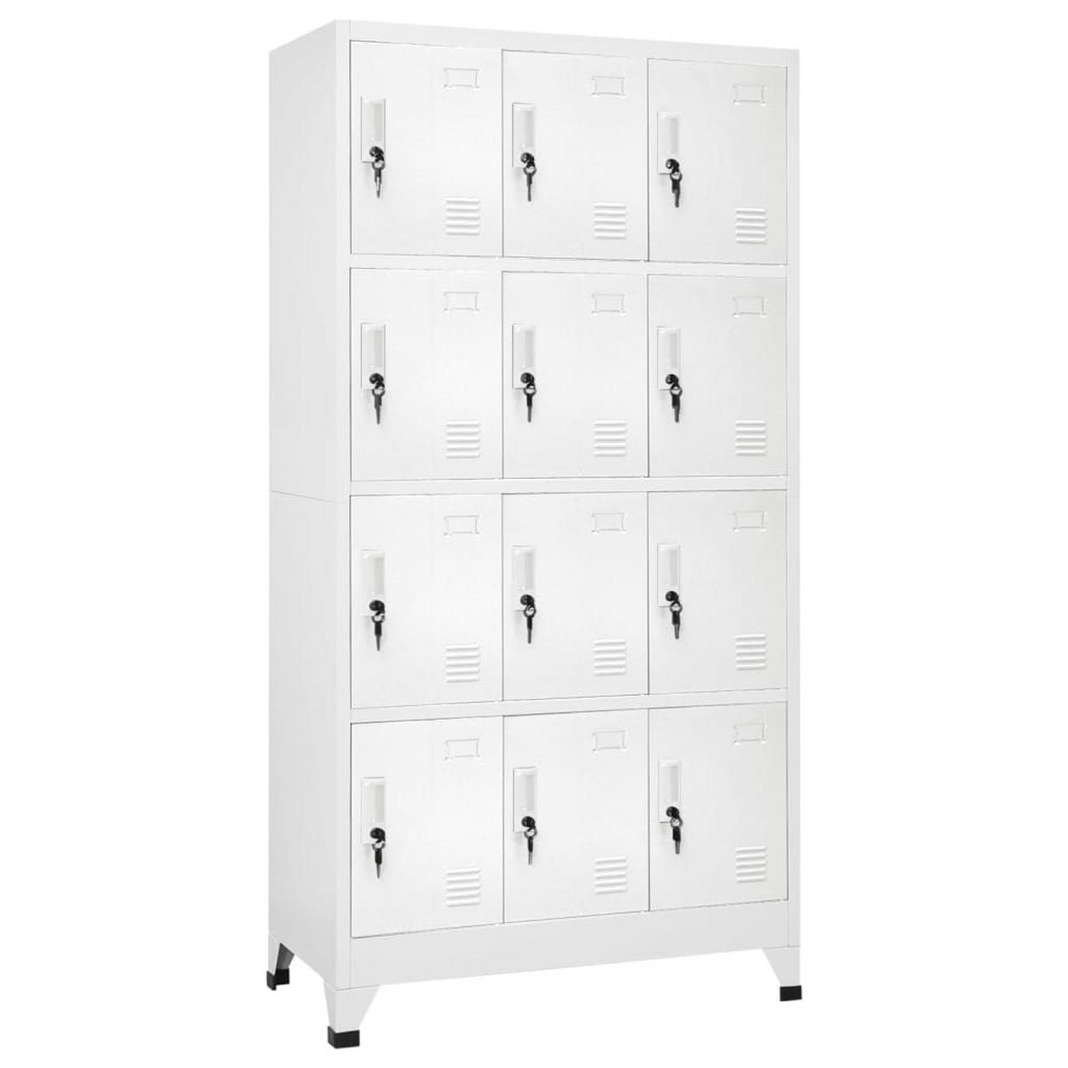 SCHLIESSFACHSCHRANK mit 12 Schließfächern, 90/45/180 cm, aus Stahl, in Grau - Grau, Metall (90/180/45cm) - vidaXL